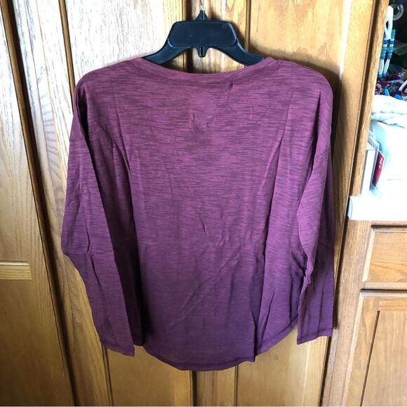 NWT Chaser Maroon Heather Slub Long Sleeve Top - S - Picture 10 of 11
